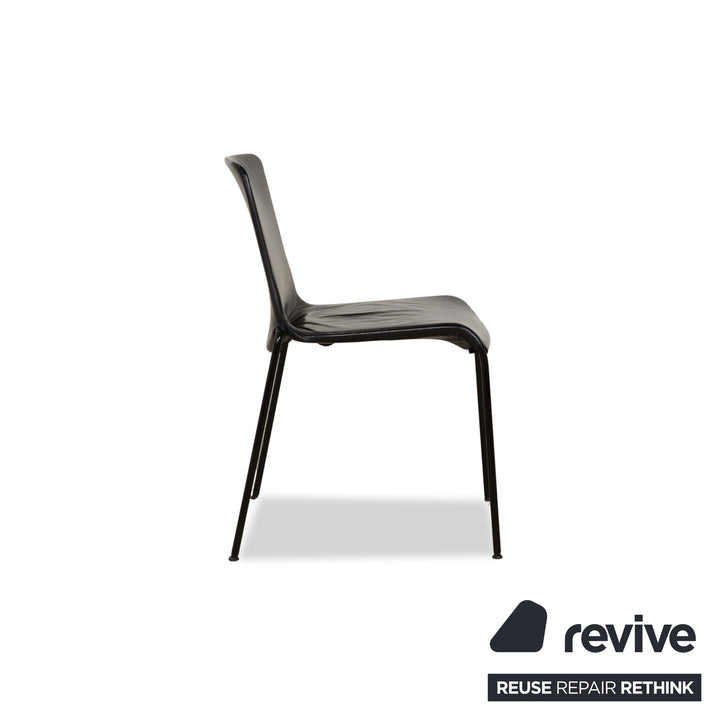 Set of 8 Walter Knoll Liz 1300 Leather Chair Black