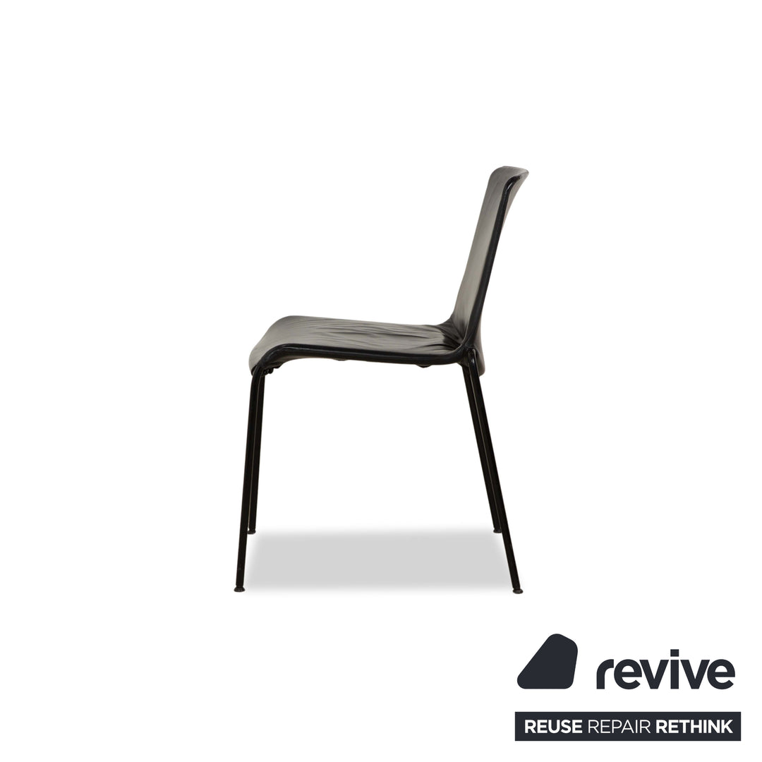 Set of 8 Walter Knoll Liz 1300 Leather Chair Black