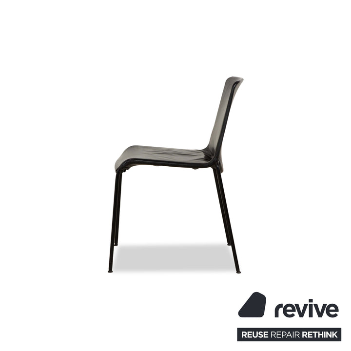 Set of 8 Walter Knoll Liz 1300 Leather Chair Black