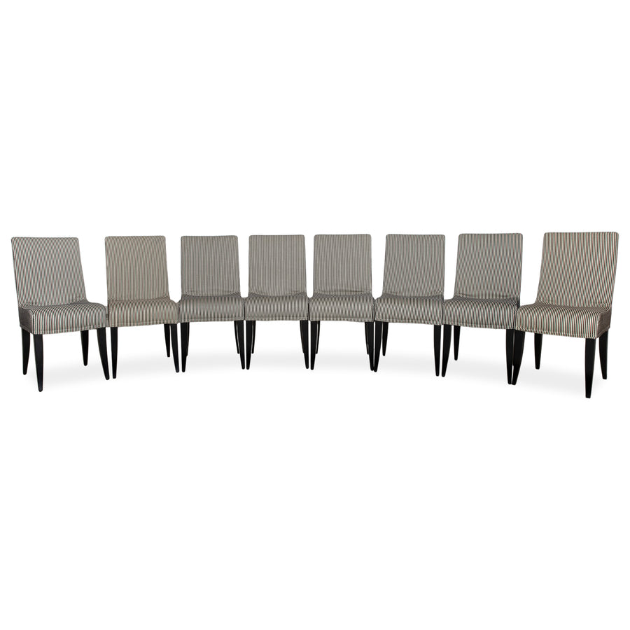 8er Garnitur Wittmann Isis Stoff Stuhl Schwarz Weiß Streifen Muster Esszimmer