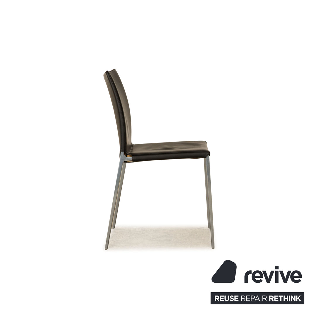 Lot de 8 chaises en cuir Zanotta LIA 2086 salle à manger noir