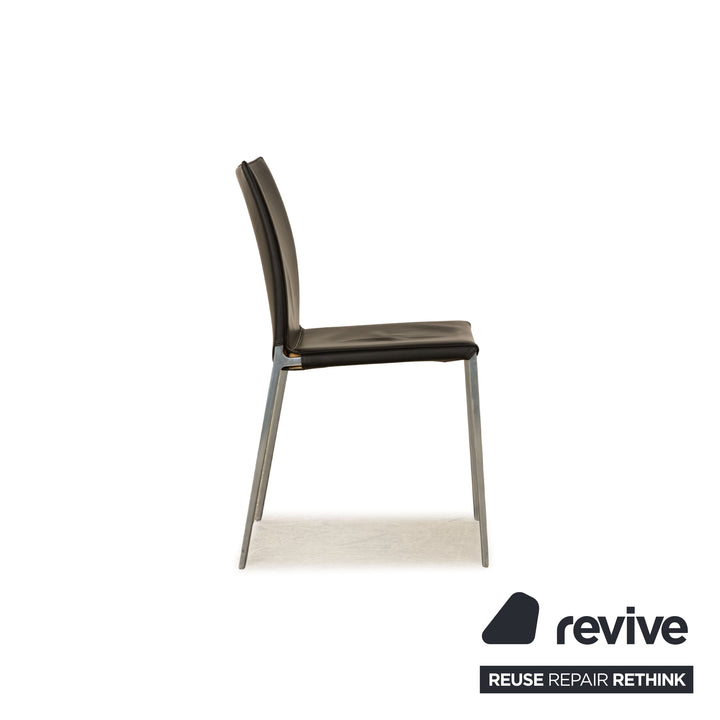Lot de 8 chaises en cuir Zanotta LIA 2086 salle à manger noir