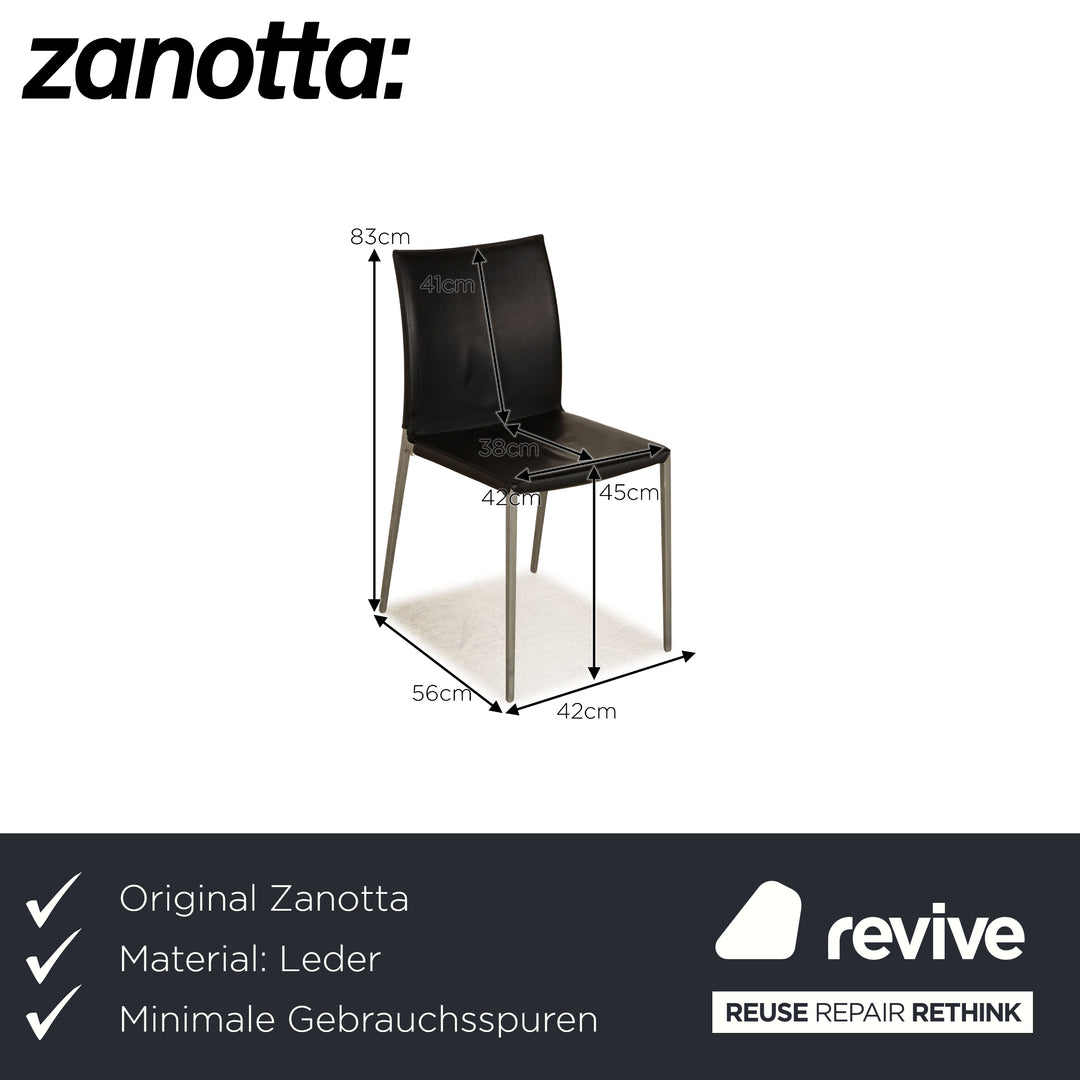 Lot de 8 chaises en cuir Zanotta LIA 2086 salle à manger noir