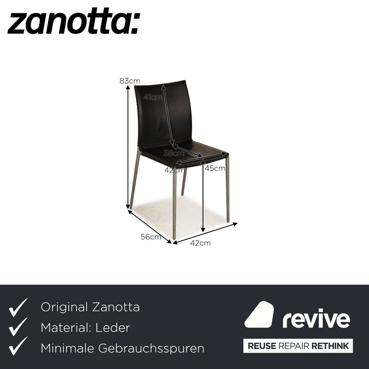 Lot de 8 chaises en cuir Zanotta LIA 2086 salle à manger noir