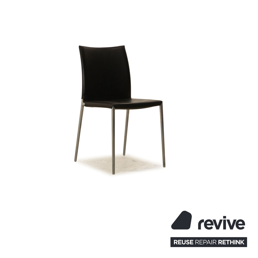 Lot de 8 chaises en cuir Zanotta LIA 2086 salle à manger noir