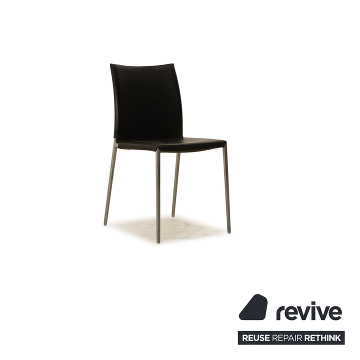 Lot de 8 chaises en cuir Zanotta LIA 2086 salle à manger noir