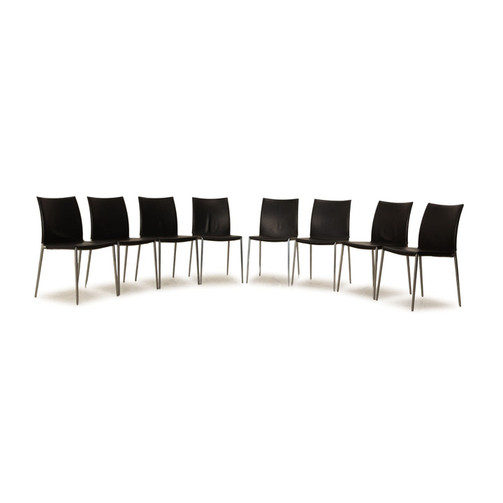 Lot de 8 chaises en cuir Zanotta LIA 2086 salle à manger noir