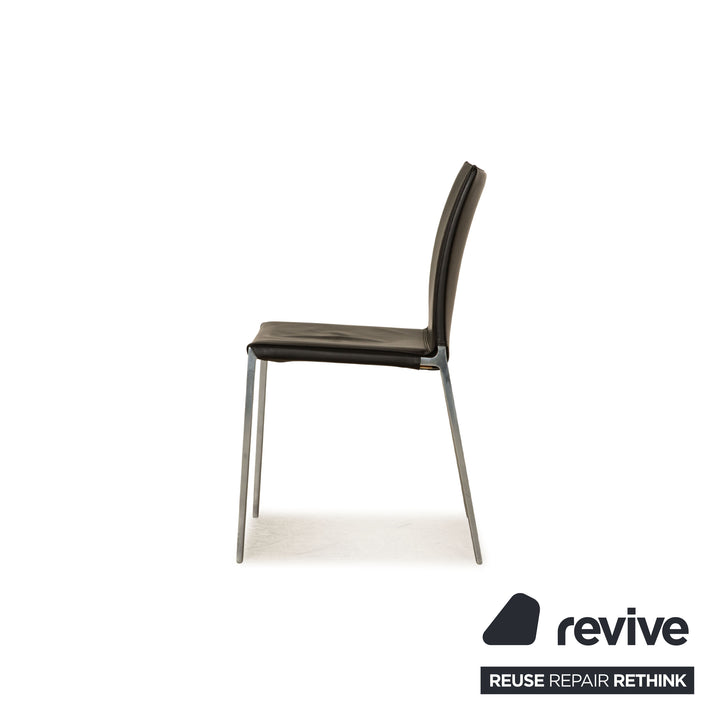 Lot de 8 chaises en cuir Zanotta LIA 2086 salle à manger noir