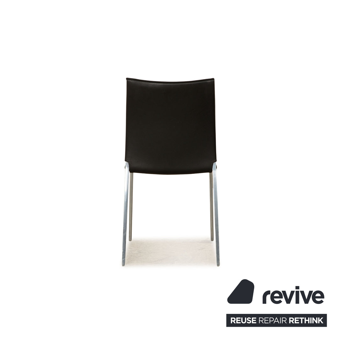 Lot de 8 chaises en cuir Zanotta LIA 2086 salle à manger noir