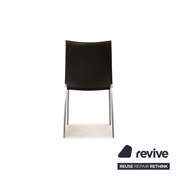 Lot de 8 chaises en cuir Zanotta LIA 2086 salle à manger noir
