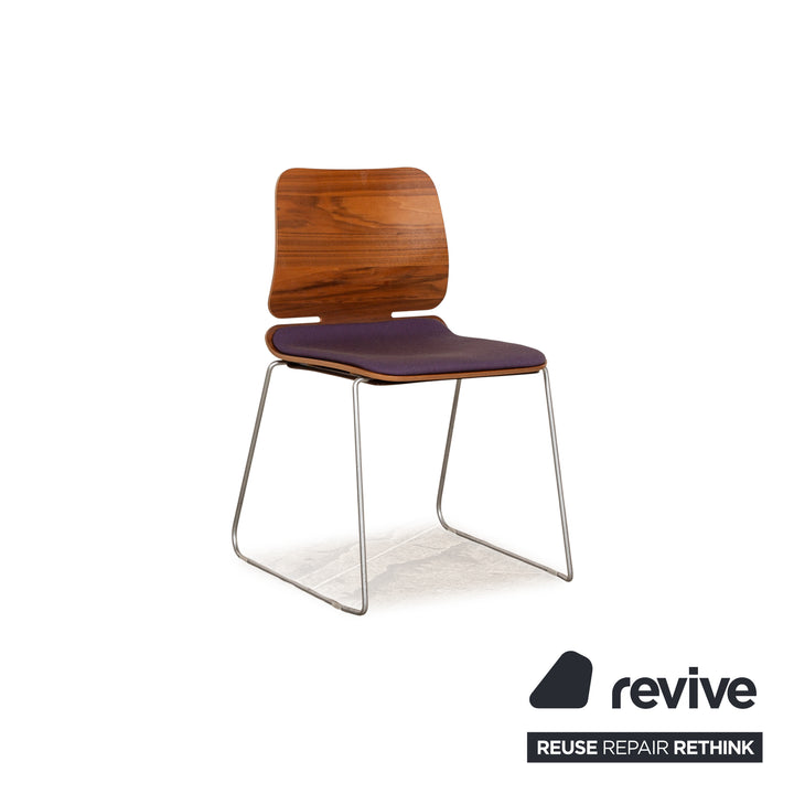 Lot de 8 chaises de forme d'époque tissu violet rose bois marron