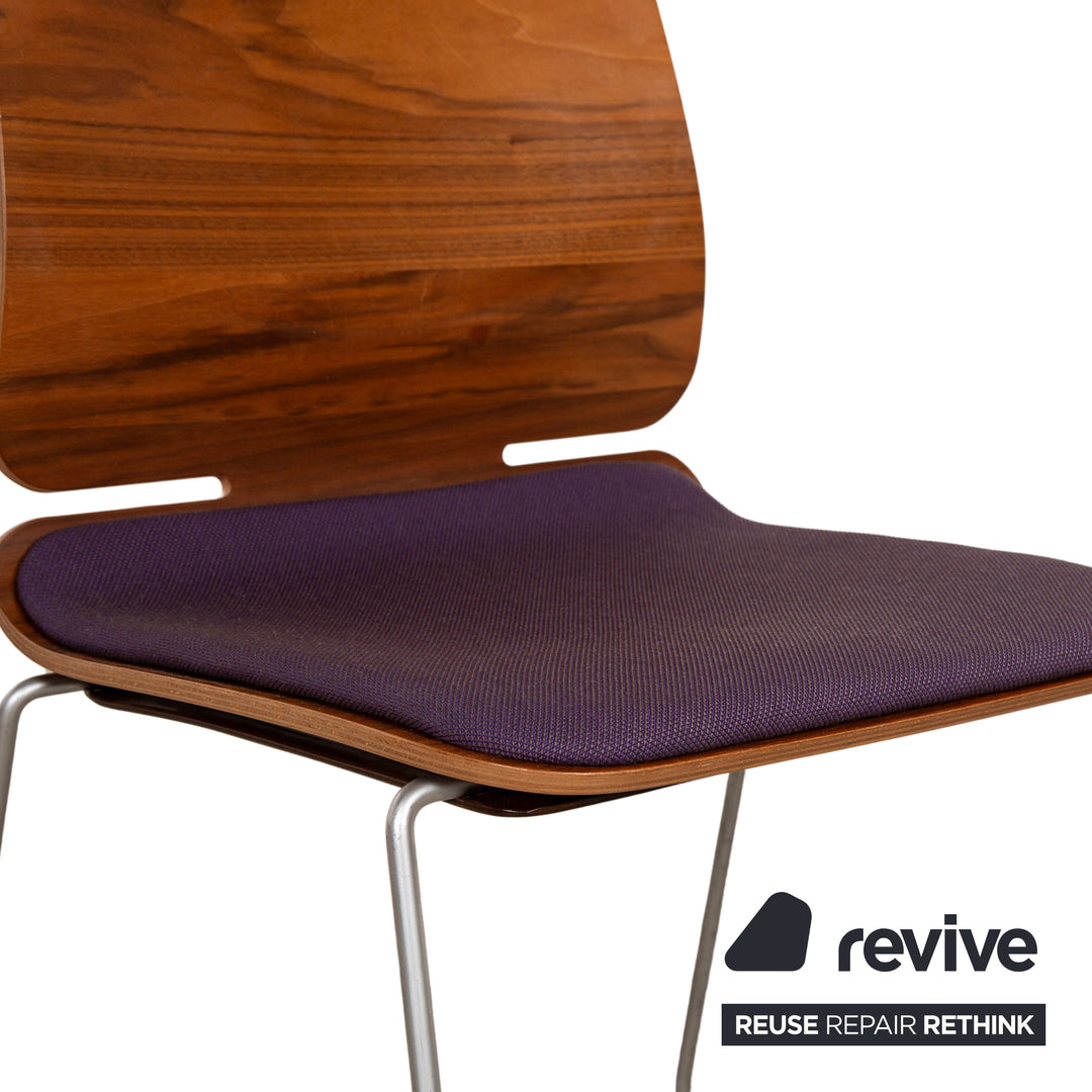 Lot de 8 chaises de forme d'époque tissu violet rose bois marron