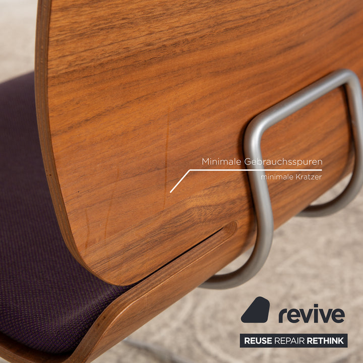 Lot de 8 chaises de forme d'époque tissu violet rose bois marron