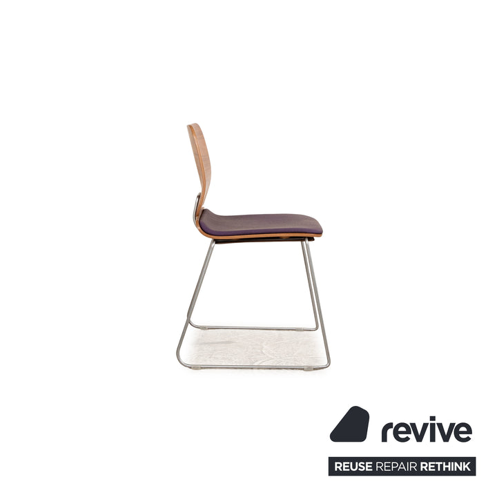 Lot de 8 chaises de forme d'époque tissu violet rose bois marron