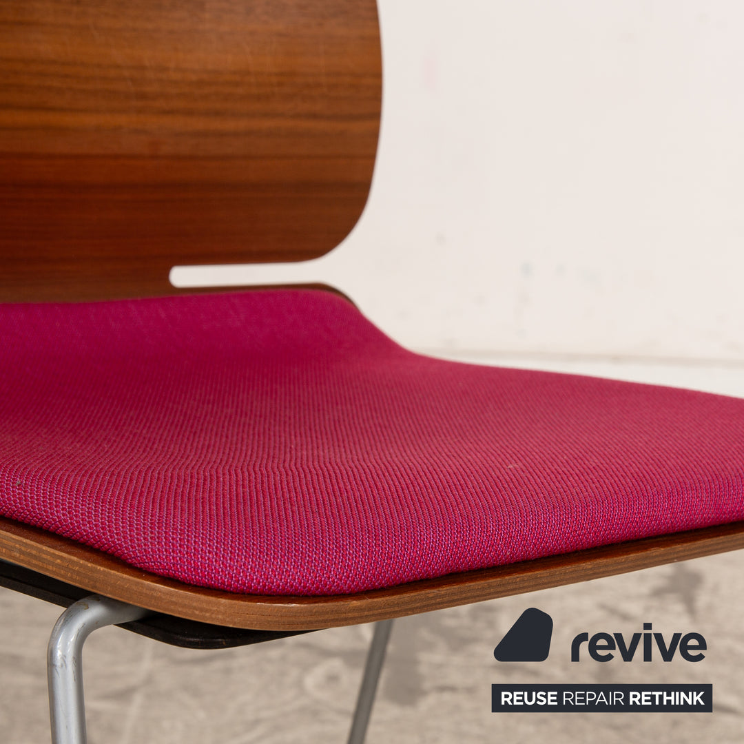 Lot de 8 chaises de forme d'époque tissu violet rose bois marron