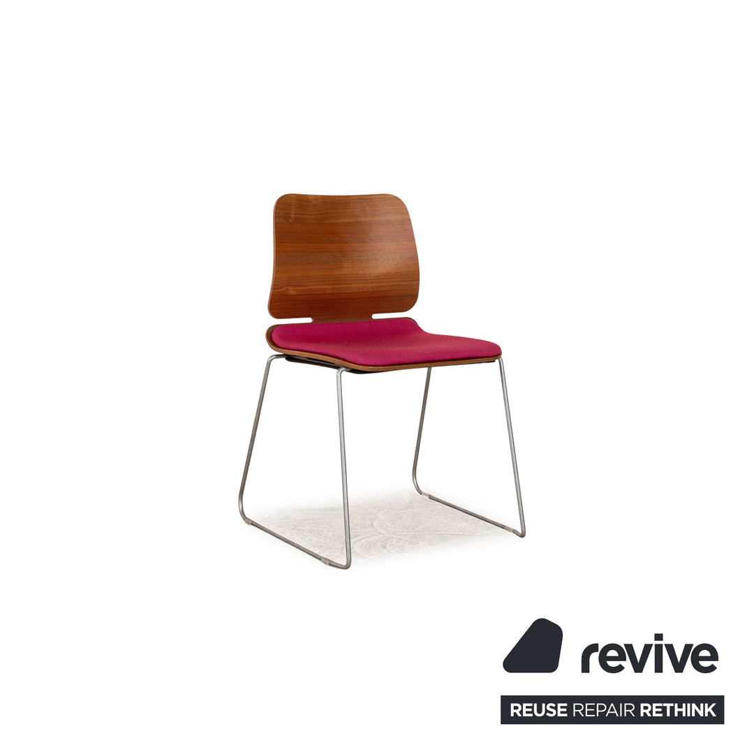Lot de 8 chaises de forme d'époque tissu violet rose bois marron