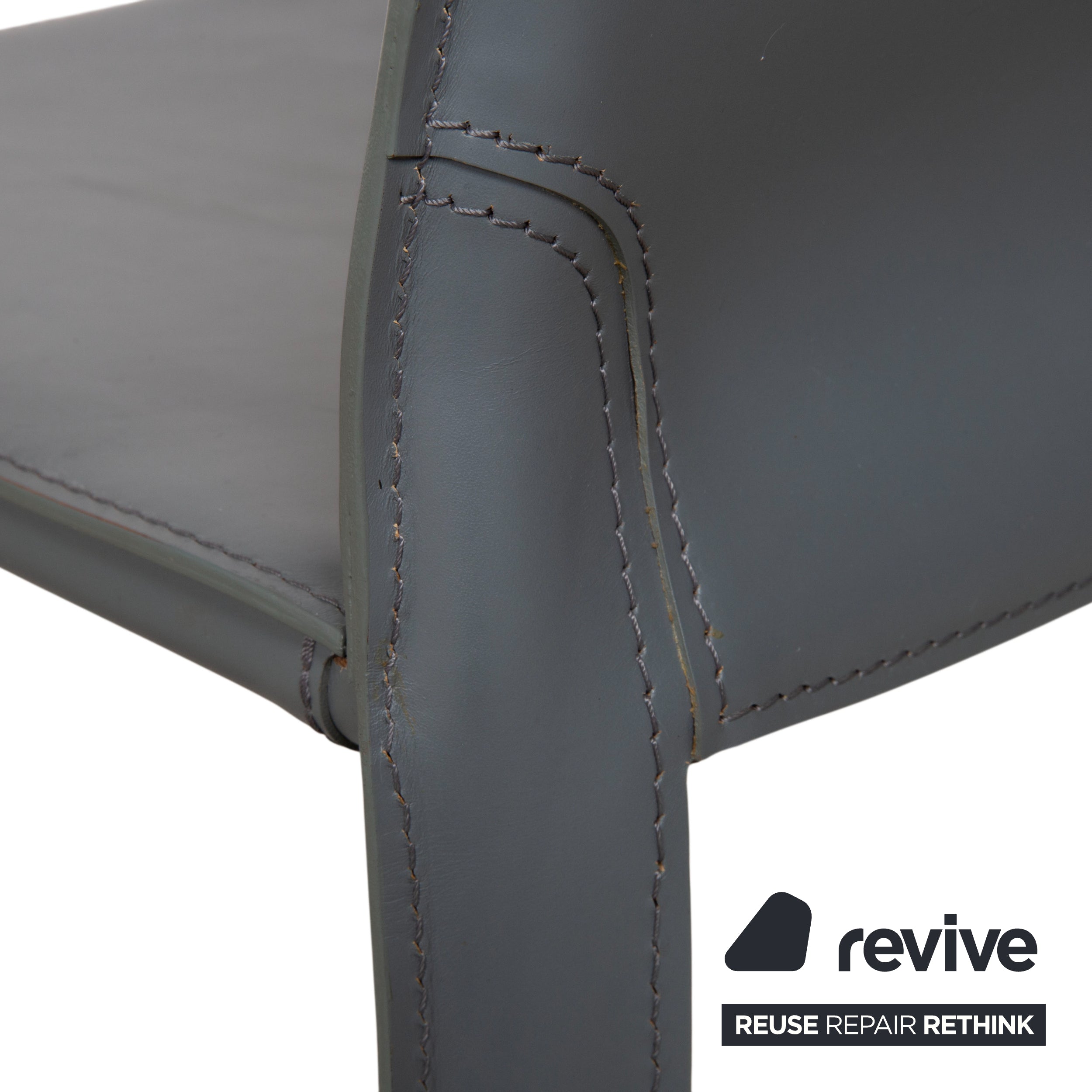 8er Set Cassina Cab 413 Grau Leder Stuhl Garnitur Kernleder Mario Bellini