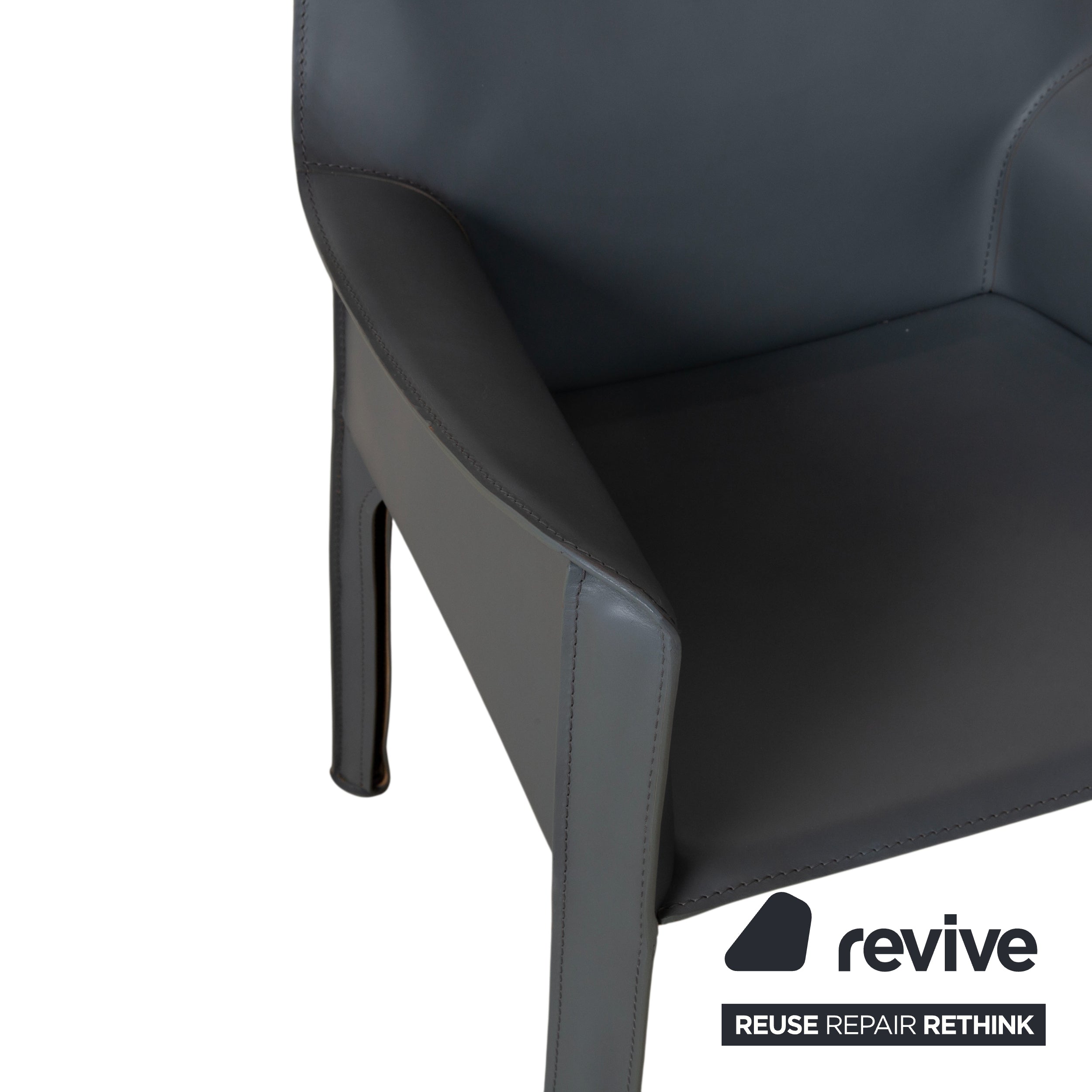 8er Set Cassina Cab 413 Grau Leder Stuhl Garnitur Kernleder Mario Bellini