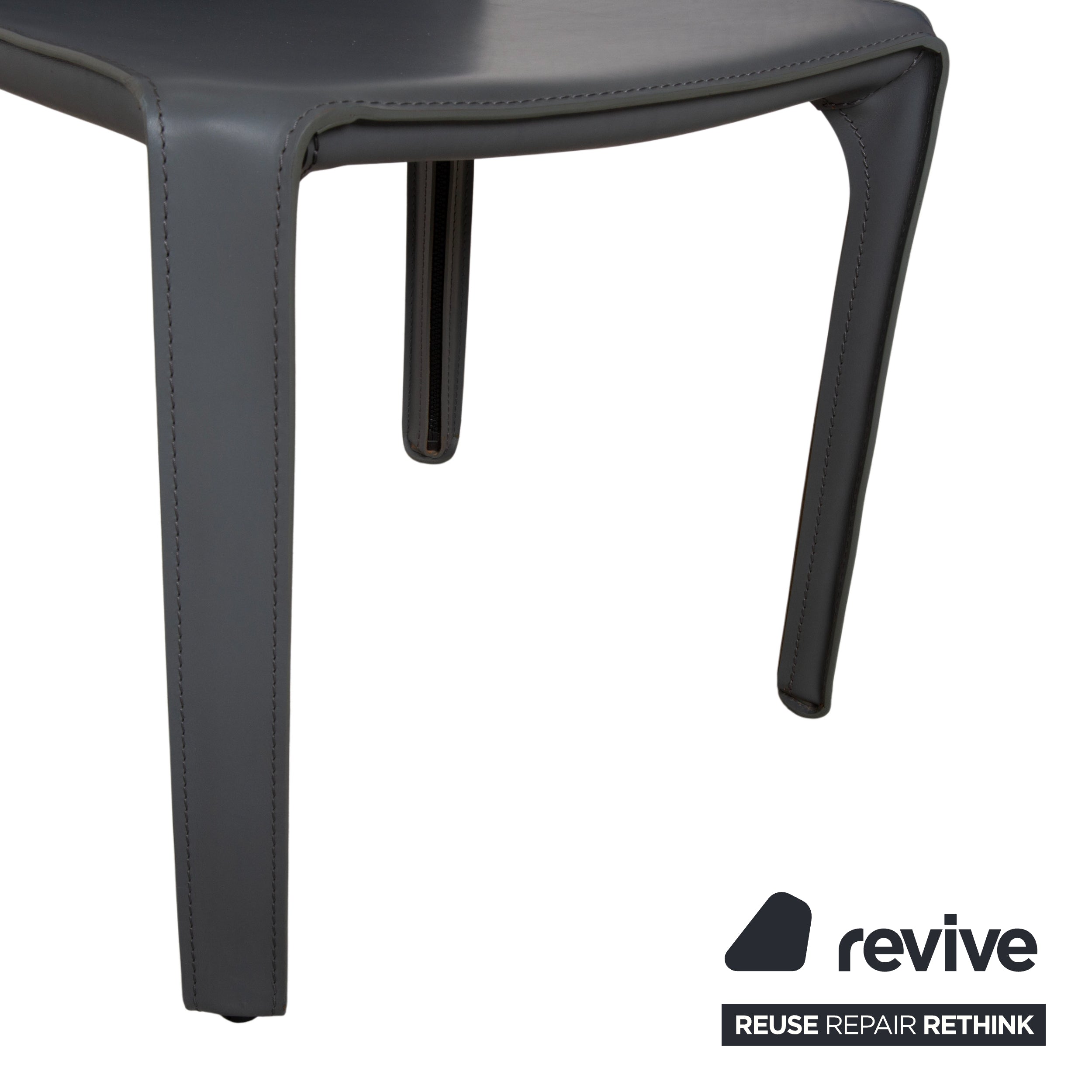 8er Set Cassina Cab 413 Grau Leder Stuhl Garnitur Kernleder Mario Bellini