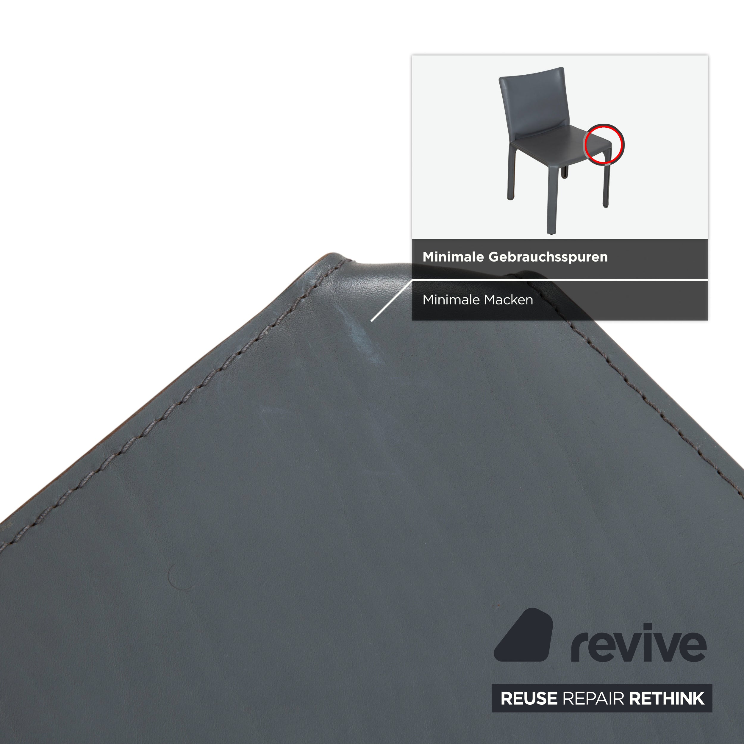 8er Set Cassina Cab 413 Grau Leder Stuhl Garnitur Kernleder Mario Bellini