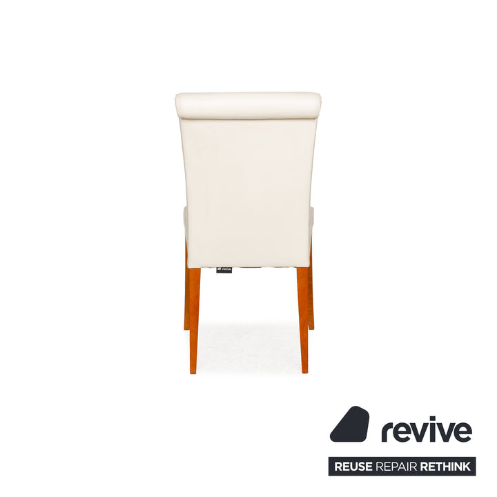 Ensemble de chaises 8 places Poltrona Frau Vittoria en cuir, bois, blanc crème, salle à manger