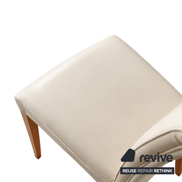 Ensemble de chaises 8 places Poltrona Frau Vittoria en cuir, bois, blanc crème, salle à manger