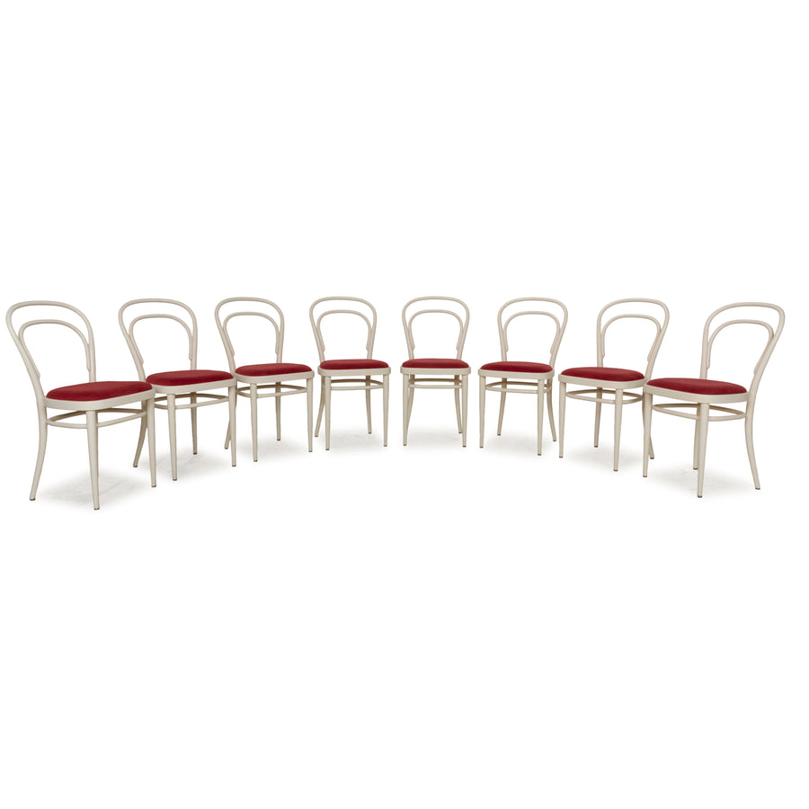 Set of 8 chairs Thonet 214 P chair wood red white dining chairs