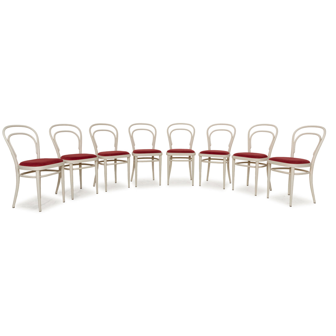 Set of 8 chairs Thonet 214 P chair wood red white dining chairs