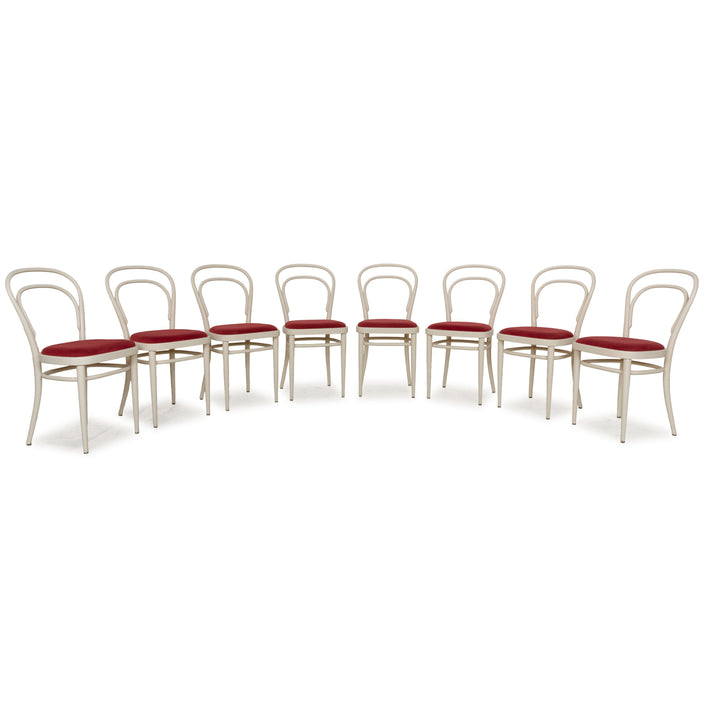 Set of 8 chairs Thonet 214 P chair wood red white dining chairs