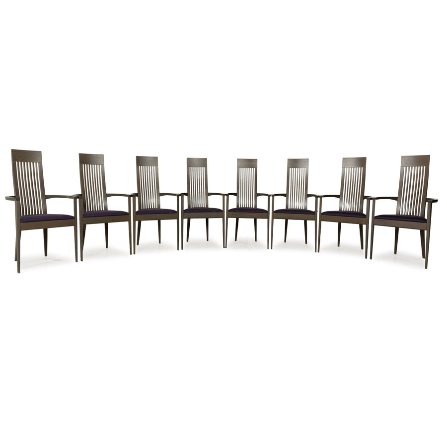 8er Stuhl-Garnitur TONON Holz Stuhl Braun Grau Lila Armlehnstühle