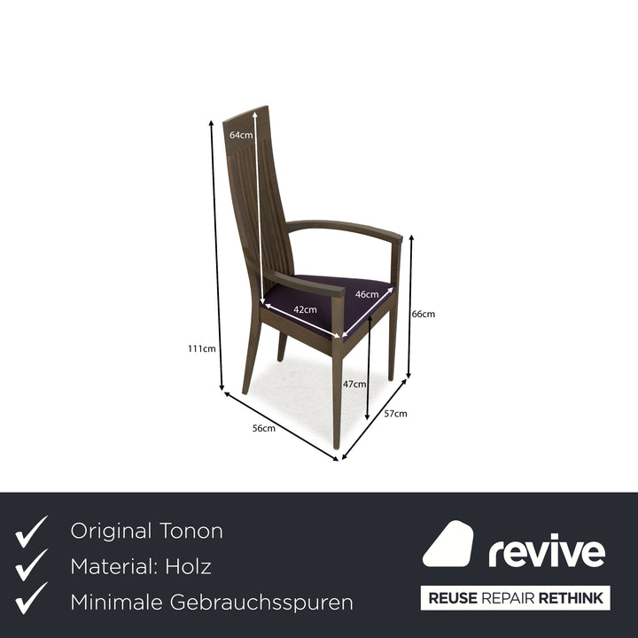 8er Stuhl-Garnitur TONON Holz Stuhl Braun Grau Lila Armlehnstühle