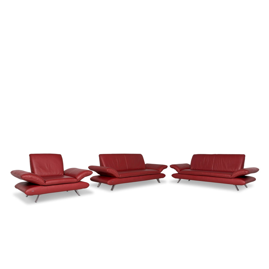 Koinor Rossini Leder Sofa Garnitur Rot 2x Dreisitzer 1x Sessel #10314