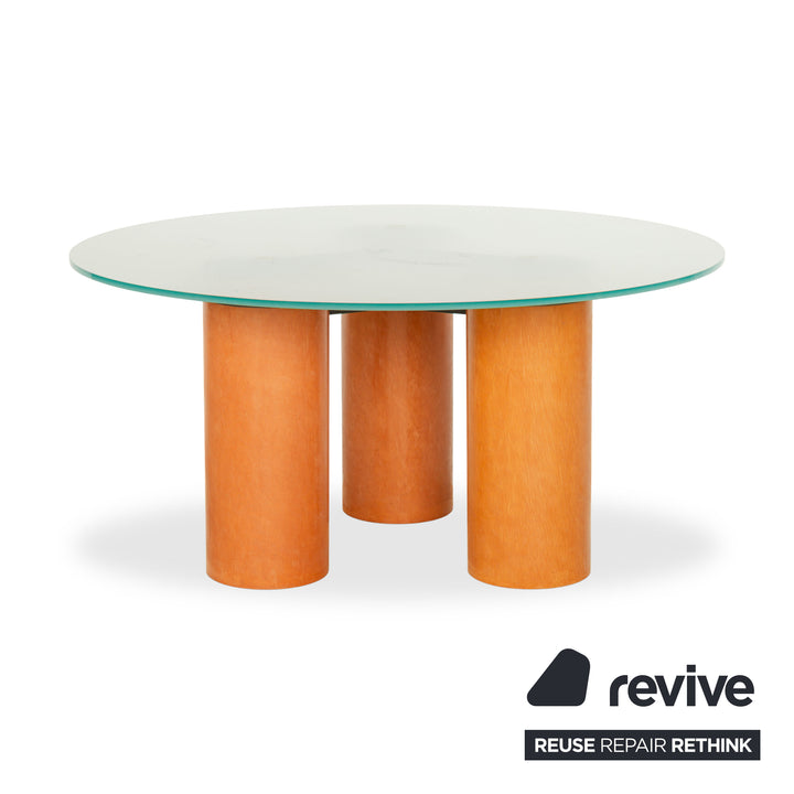 Table ronde en verre Acerbis Serenissimo marron argenté Ø 145 cm