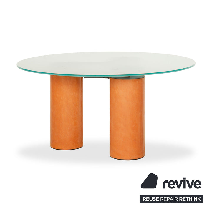 Table ronde en verre Acerbis Serenissimo marron argenté Ø 205 cm