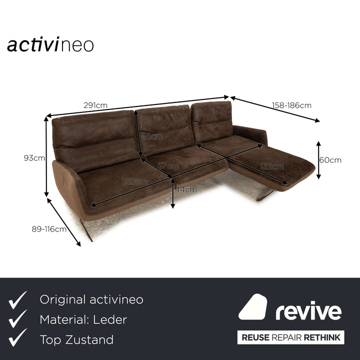 Activineo Kreole Leder Ecksofa Braun Recamiere Rechts manuelle Funktion Sofa Couch