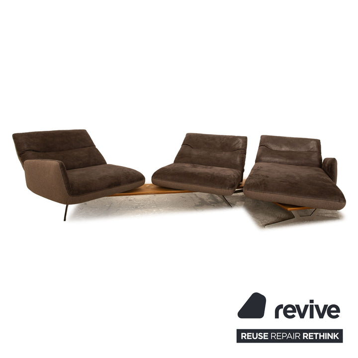 Activineo Kreole Leder Ecksofa Braun Recamiere Rechts manuelle Funktion Sofa Couch