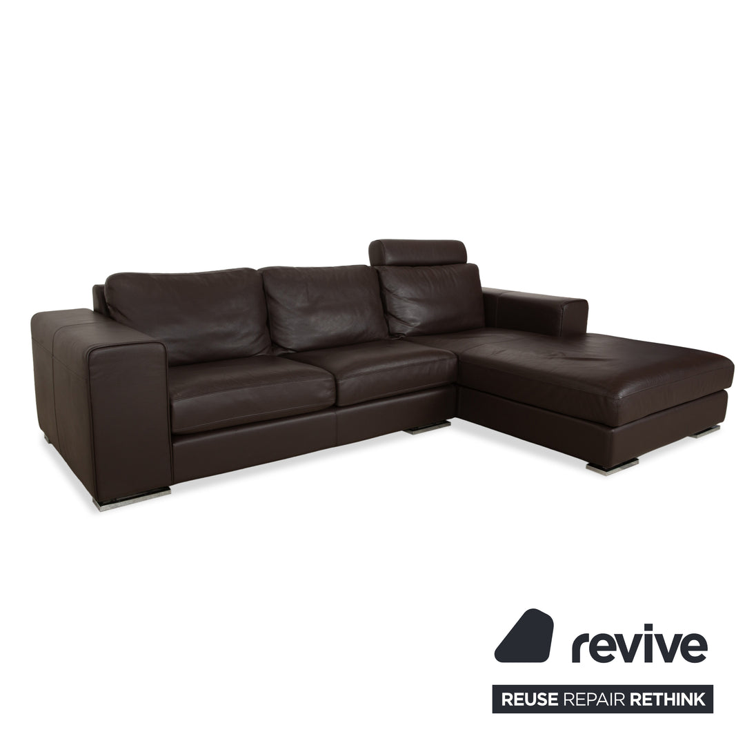 Alberta Manhatten Leder Ecksofa Braun Sofa Couch Kopfstütze