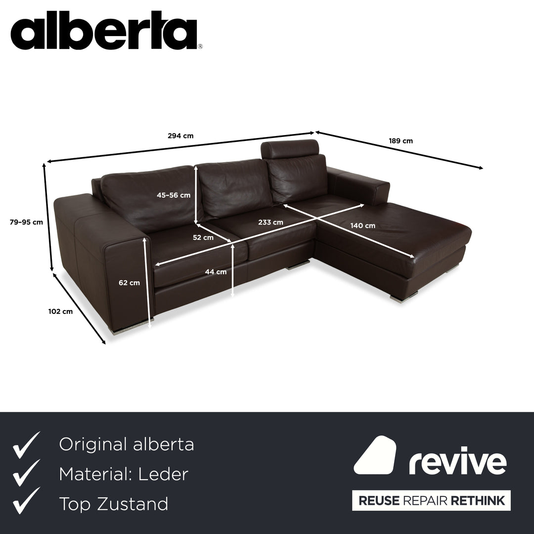 Canapé d'angle en cuir Alberta Manhattan avec appui-tête marron