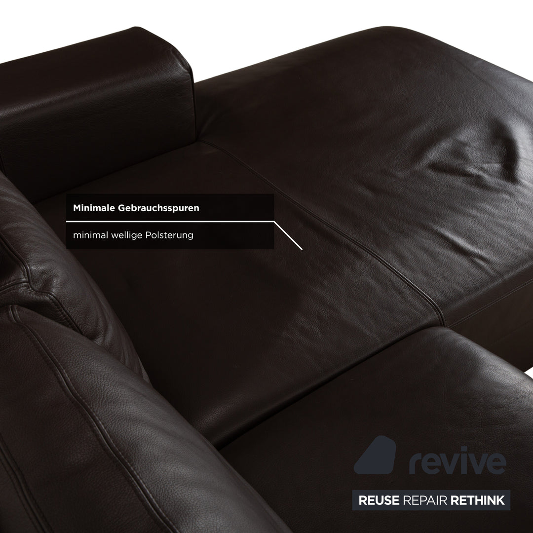 Canapé d'angle en cuir Alberta Manhattan avec appui-tête marron