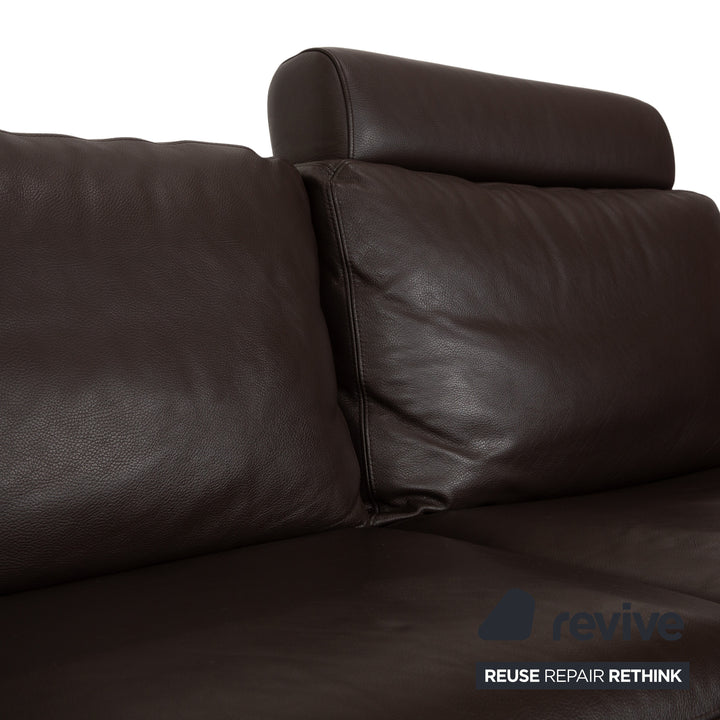 Alberta Manhatten Leder Ecksofa Braun Sofa Couch Kopfstütze