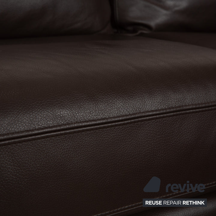 Canapé d'angle en cuir Alberta Manhattan avec appui-tête marron