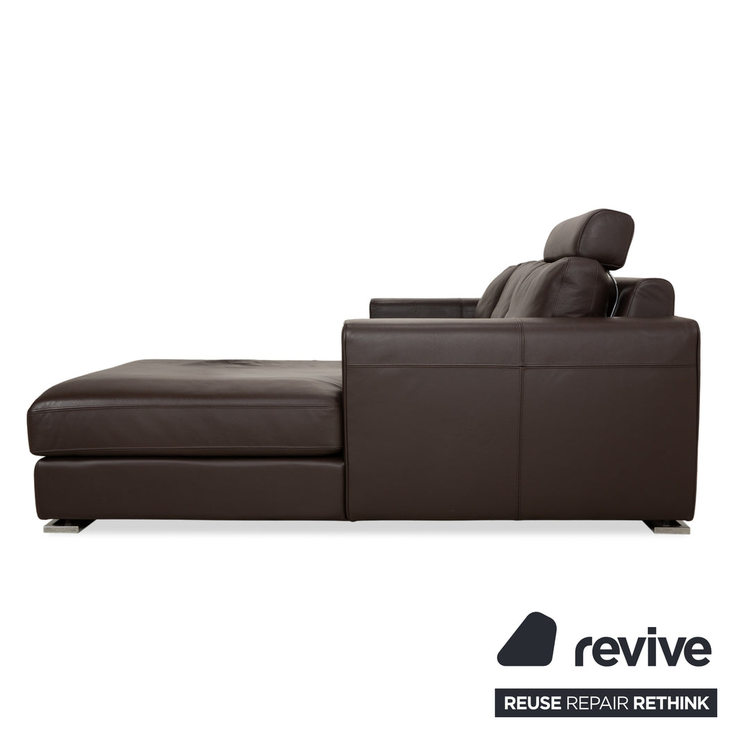 Canapé d'angle en cuir Alberta Manhattan avec appui-tête marron