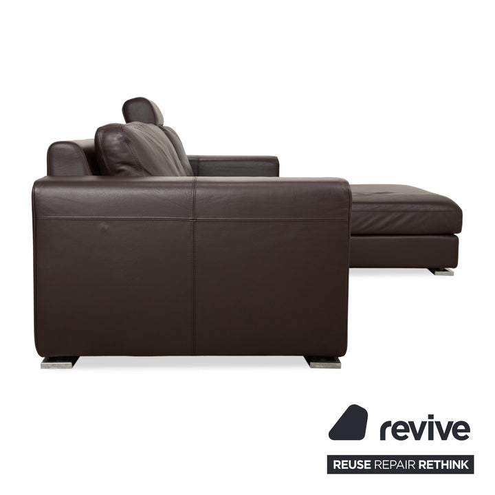 Alberta Manhatten Leder Ecksofa Braun Sofa Couch Kopfstütze