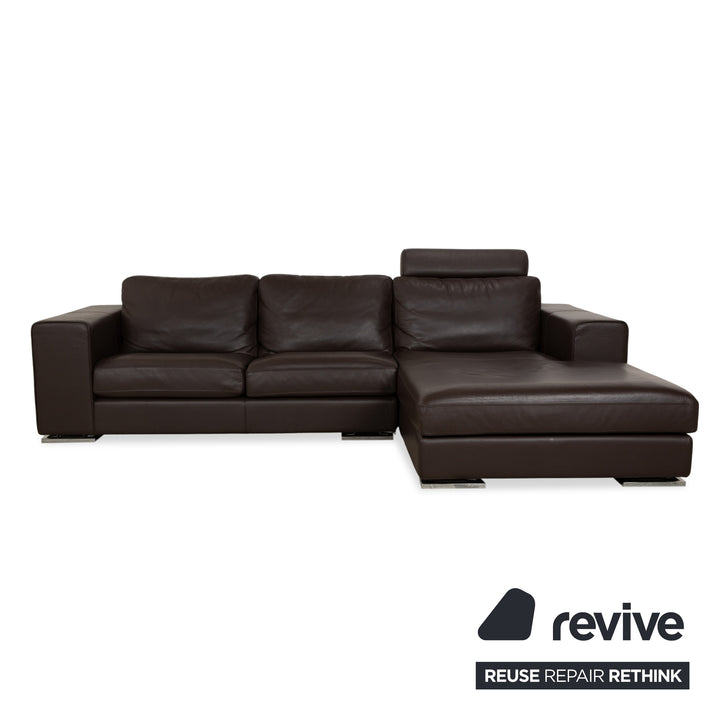 Alberta Manhatten Leder Ecksofa Braun Sofa Couch Kopfstütze