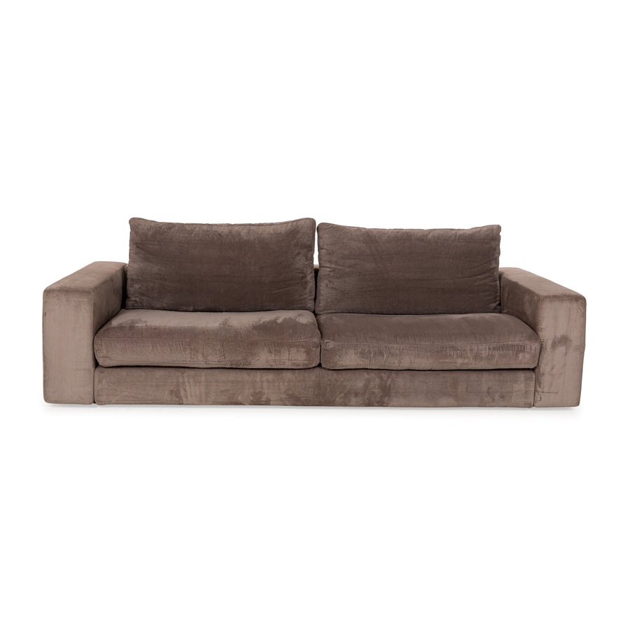 alberta Summer Fabric Three-Seater Brown Brown-Gray Sofa Couch