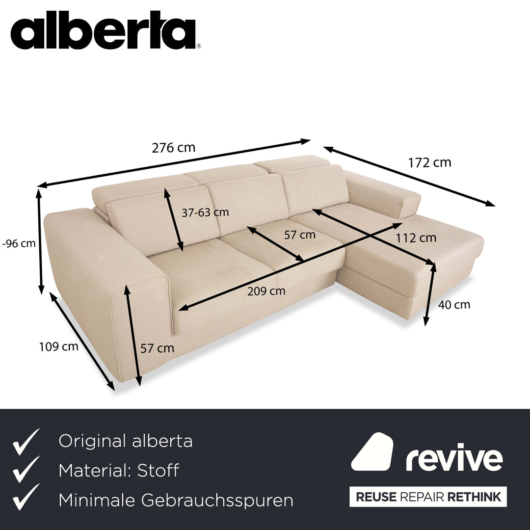 alberta Summer Stoff Ecksofa Beige Creme Recamiere Rechts Sofa Couch manuelle Funktion