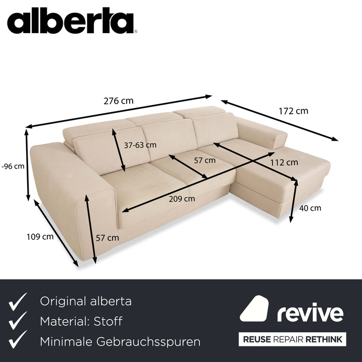 alberta Summer Stoff Ecksofa Beige Creme Recamiere Rechts Sofa Couch manuelle Funktion