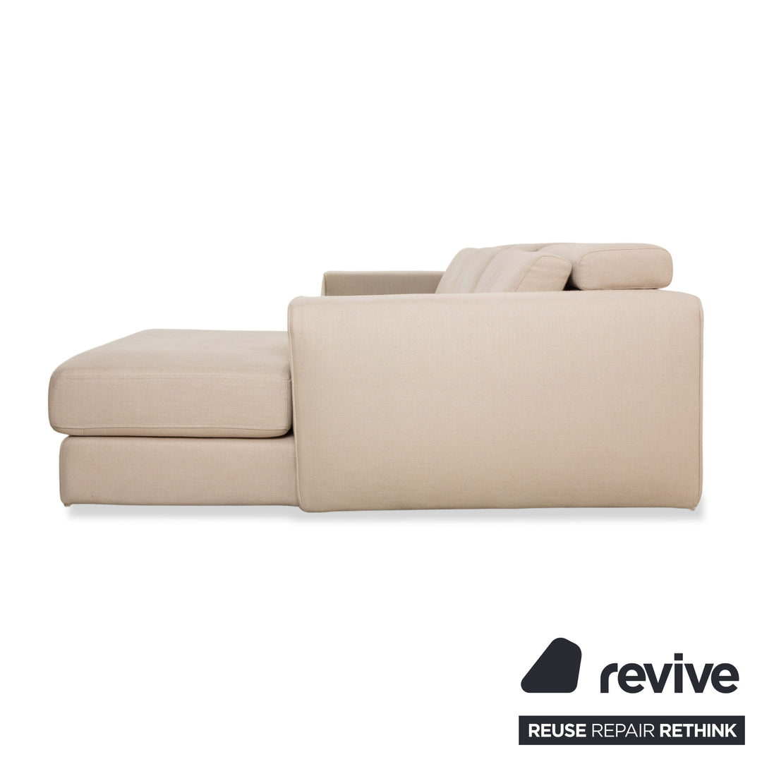 alberta Summer Stoff Ecksofa Beige Creme Recamiere Rechts Sofa Couch manuelle Funktion