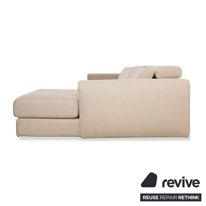 alberta Summer Stoff Ecksofa Beige Creme Recamiere Rechts Sofa Couch manuelle Funktion