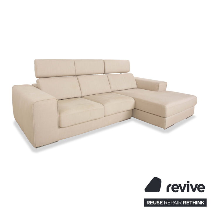 alberta Summer Stoff Ecksofa Beige Creme Recamiere Rechts Sofa Couch manuelle Funktion